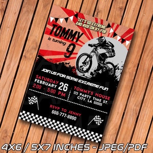 BMX Bike Birthday Invitation, BMX Invitations, BMX Party, Mountain Bike Party Invitation, Bike Birthday Invitation
