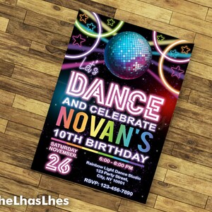Dance Glow Rainbow Girls Disco Birthday Invitation, Dance Glow Rainbow Girls, Dance