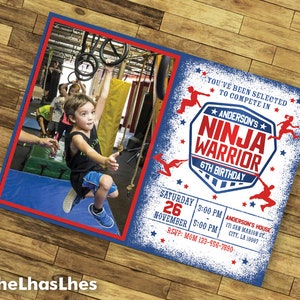 Ninja Warrior Birthday Invitation With Photo, Ninja Warrior Invitation