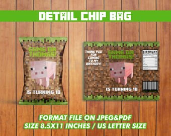 Chip Bag Game On Builder Birthday Invitations, Chip Bag Game On Builder Invitation, Chip Bag Game On Builder, Chip Bags, Chip Bag Template