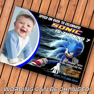 Invitations d’anniversaire Sonic avec photo