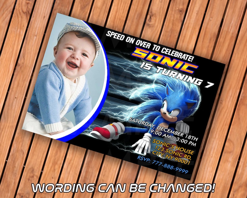 Sonic Birthday Birthday Invitations With Photo