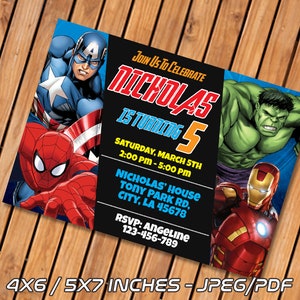 Avengers Superhero Birthday Invitation, Superheroes Invitation, Avengers Invitation, Avengers Birthday Party