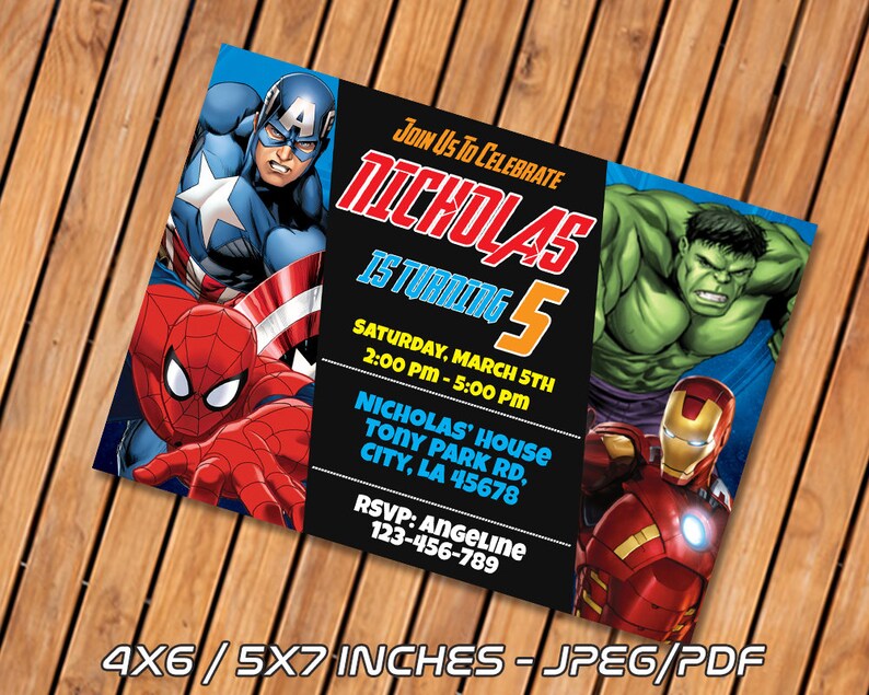 Avengers Superhero Birthday Invitation Superheroes Invitation Avengers Invitation Avengers Birthday Party