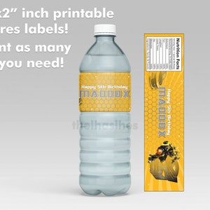 Bumble Bee Water Bottle Label Birthday Party 8x2 inch