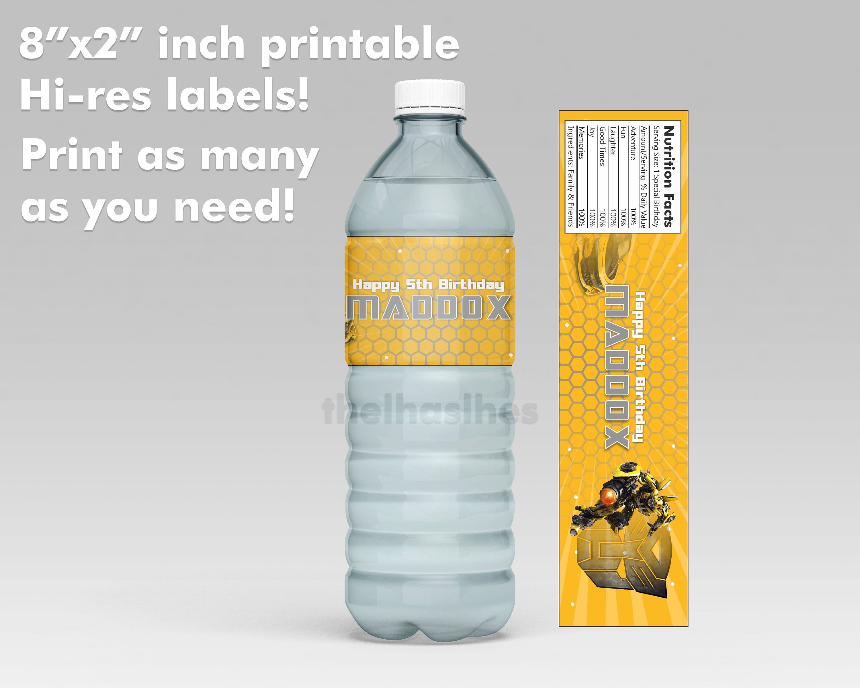 Bumble Bee Water Bottle Label Birthday Party 8x2 Inch - Etsy