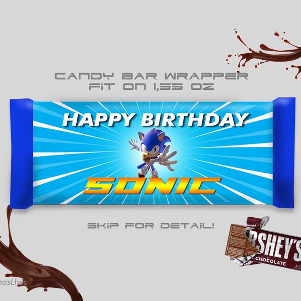 Sonic Chocolate Bar Wrapper Birthday Invitation, Sonic Birthday, Sonic Invitation, Chocolate Bar Wrapper, Sonic Invite, Wrapper Template