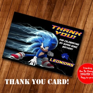 Tarjeta de agradecimiento Sonic Birthday Birthday Invitaciones