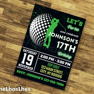 Golf Birthday Invitation, Golfer, Golf Party, Golf Invitation