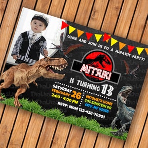 Jurassic Park Birthday Invitations Boy With Photo, Jurassic World Dominion, Jurassic World Fallen Kingdom