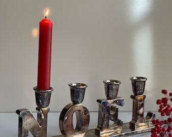 Vintage Godinger Silver Plated NOEL Candelabra: Christmas Decor