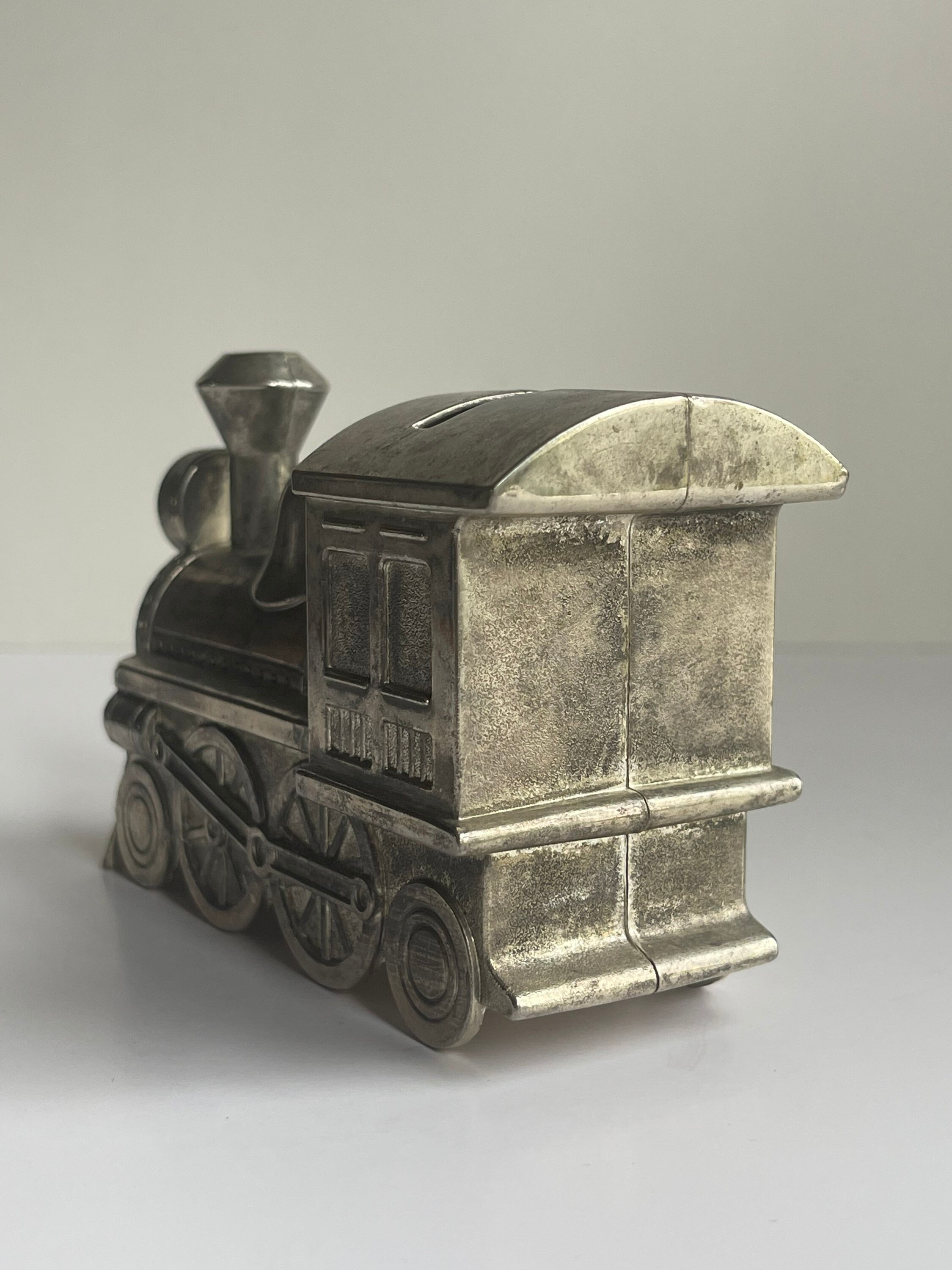 Vintage Silver Plated Train Coin Bank / Table Top Etsy