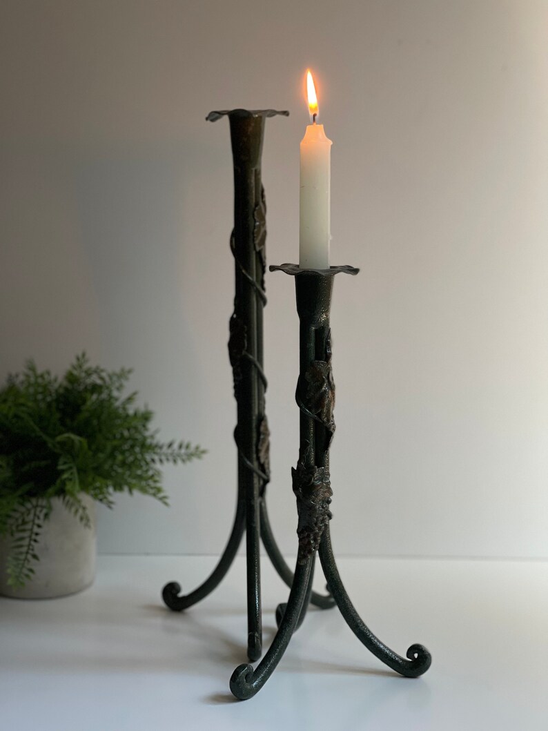 Vintage Iron Grapevine Candle Holders Pair Etsy