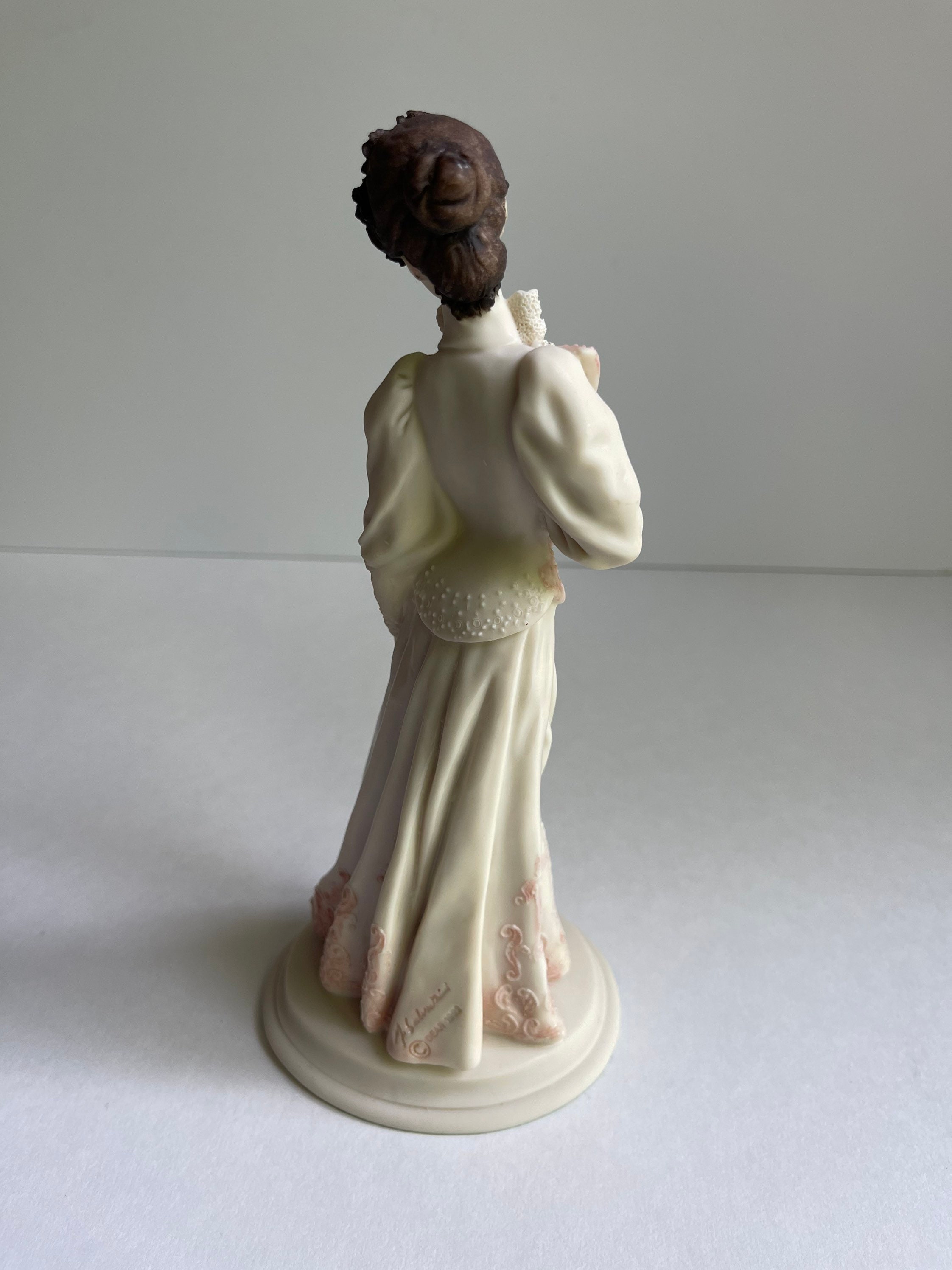 Vintage M. Salvestrini Figurine: Elegant Victorian Lady Resin