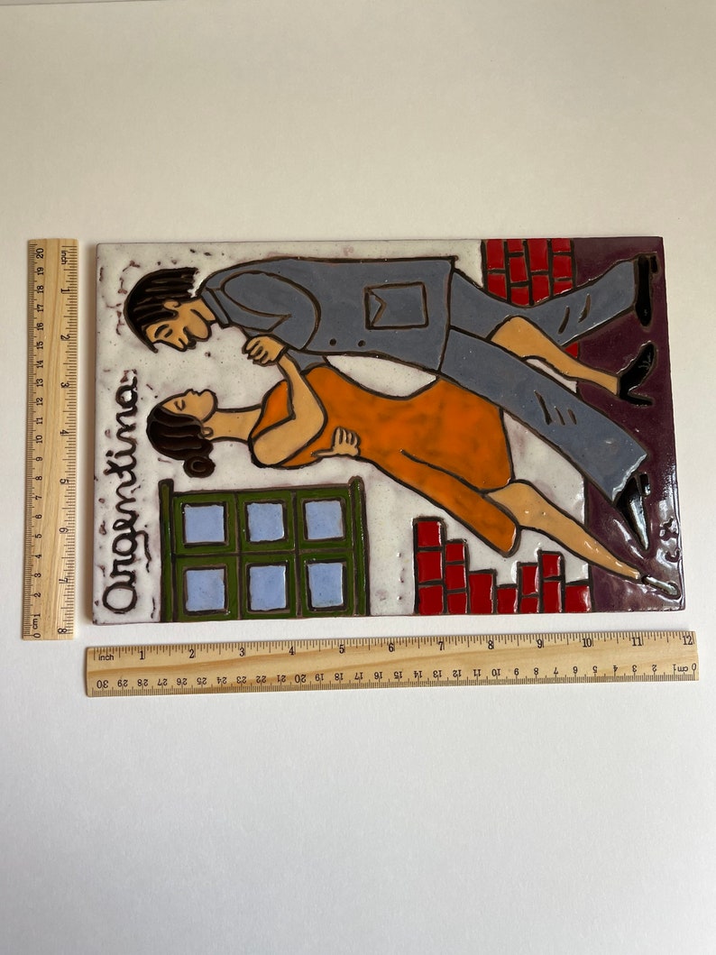 Vintage Tile Art Wall Hanging Table / Shelf Display Couple Etsy