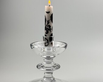 Vintage Val St. Lambert Crystal Candlestick: Two-Tier Taper Holder