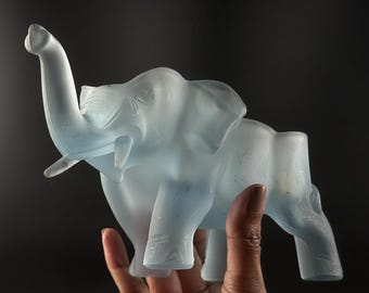 【elephant.m】ガラスナギット Indiana Glass Iridescent Blue Carnival Glass Hen on Nest MINT! - Etsy
