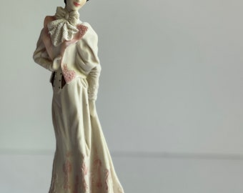 Vintage M. Salvestrini Figurine: Elegant Victorian Lady Resin Sculpture