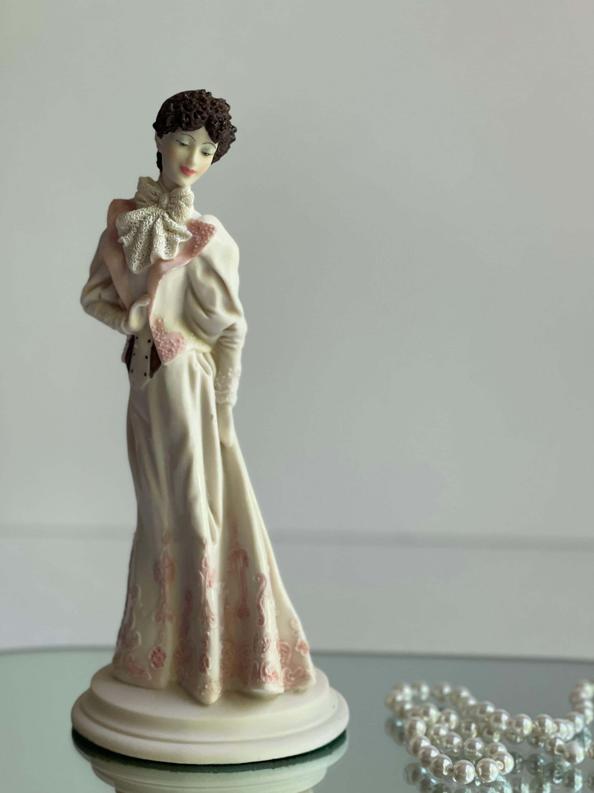 Vintage M. Salvestrini Figurine: Elegant Victorian Lady Resin