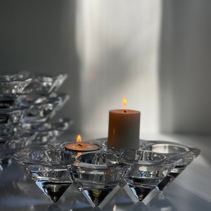 Vintage Villeroy & Boch HEAVY German Crystal Votive Trays. Set of Four! Wedding Table Cone Shaped Centerpiece Stackable Tealight