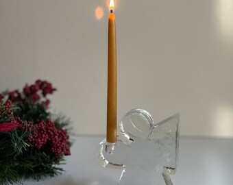 Vintage Wiesenthal Hutte Ice Frost Glass Angel Candlestick Holder