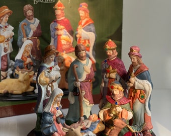Vintage International Bazaar Porcelain Nativity Set - 11 Piece