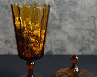Vintage Art Deco Italian Empoli Honey Amber Lidded Glass Jar (12 inch)