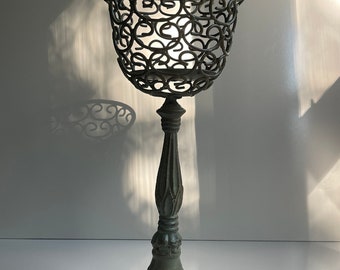 Reticulated Cast Iron Candle Holder: Shabby Chic Victorian Decor