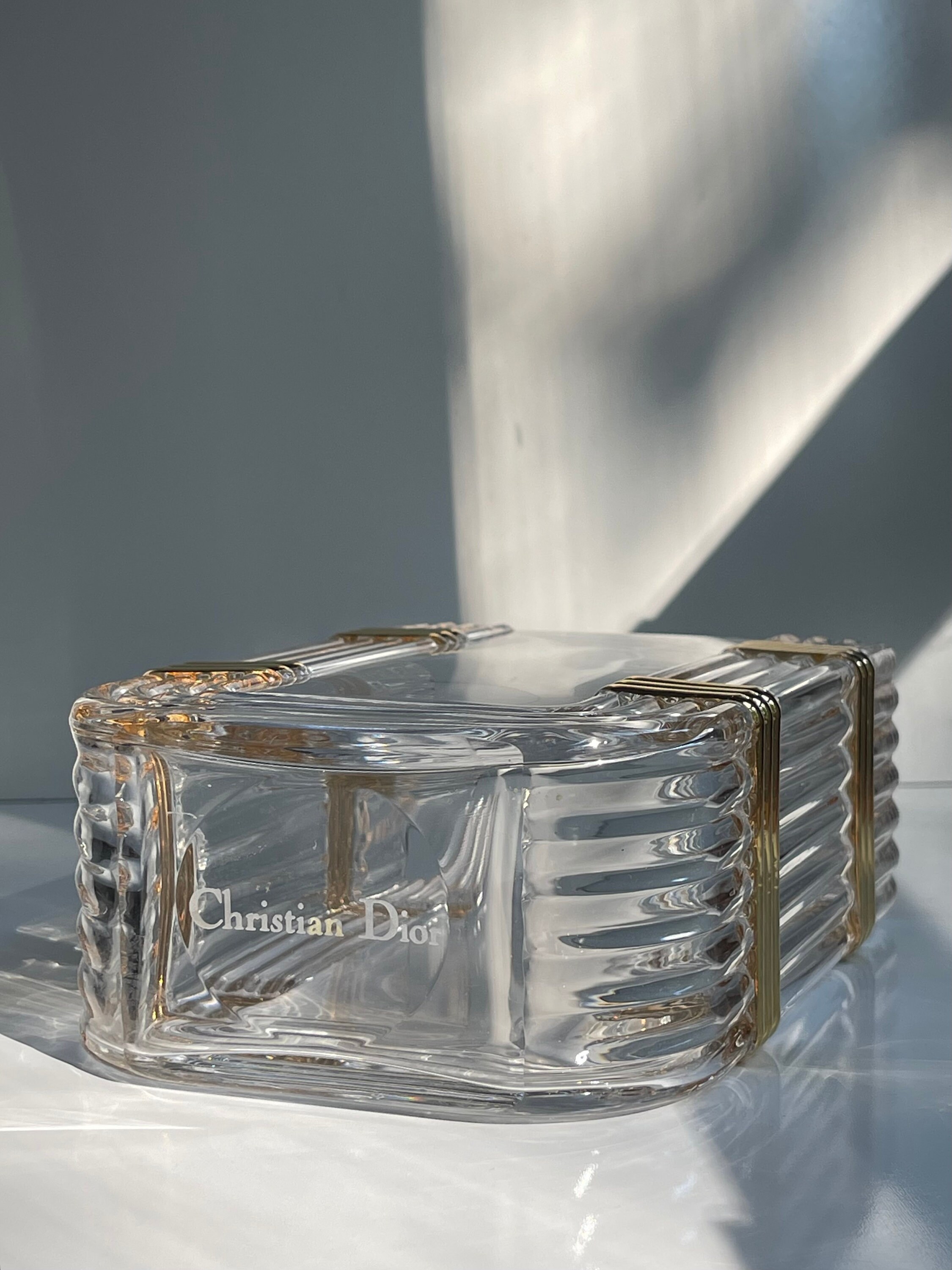 Vintage Art Deco Christian Dior Crystal Vase With Gold Bands - Etsy