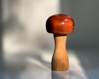 Wooden Handmade Mushroom Simple Minimal Sculpture Mahogany Rosewood Double Toned Mushroom Decor