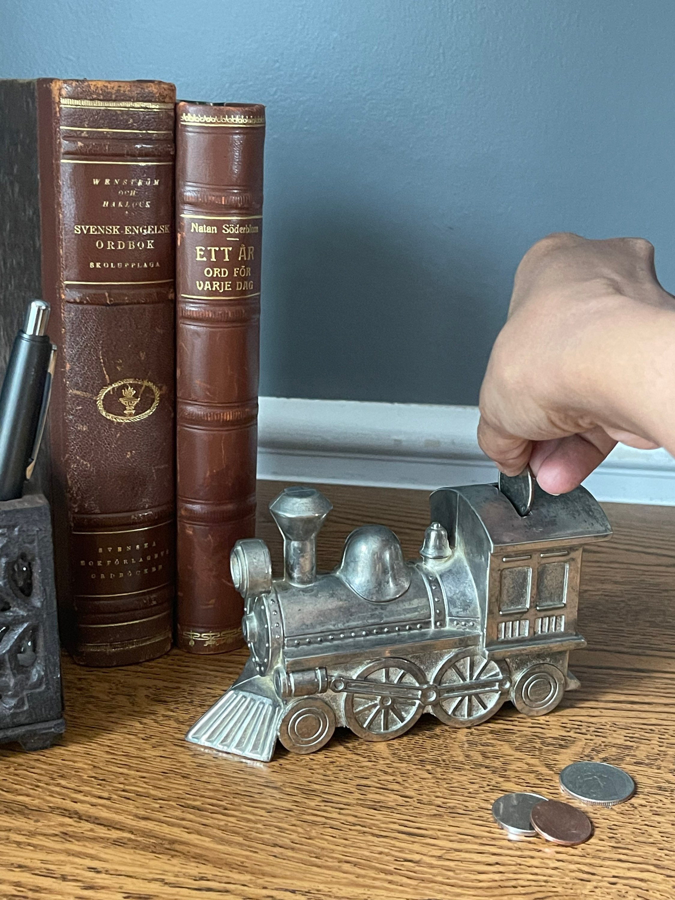 Vintage Silver Plated Train Coin Bank / Table Top Etsy