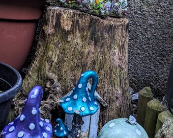 Decorative  mushrooms , unique hand painted resin toadstools,home decor , fairy garden , cottagecore,woodland , magical,various colours