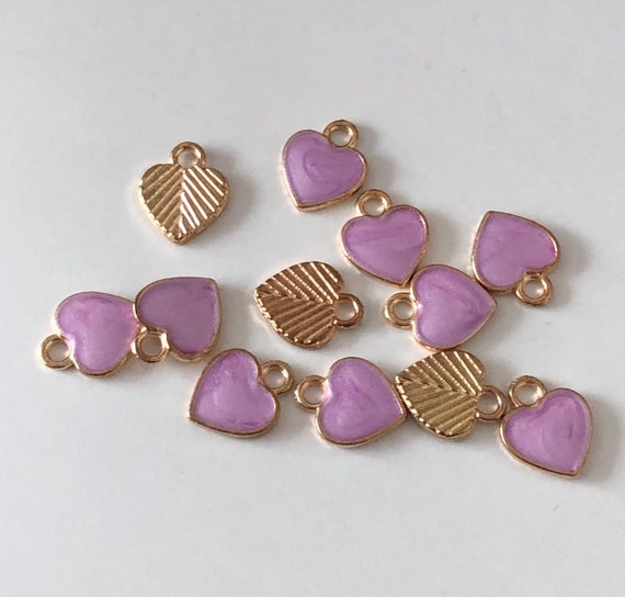 Heart Charms Enamel Purple Love Heart Charm , Pendant, Love Heart Charm,  Earring Parts, Pendants DIY Jewellery Findings 