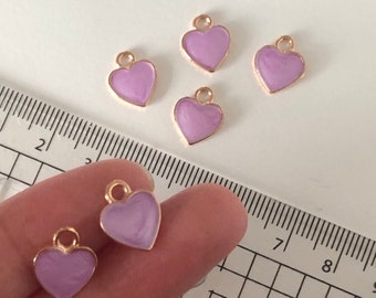5 purple heart charms 5 purple heart charms