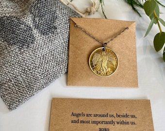 Vintage Coin Angel Necklace