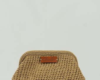 Handmade Raffia Crochet Cloud Clutch: Summer Beach Bag