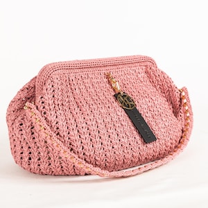 Gestrickte große Raffia Wolke Kupplung, handgemachte Knödel Tasche für Sommer, Strand Kupplung, Stroh Handtasche, gehäkelte Beutel Tasche, Geschenk für den besten Freund