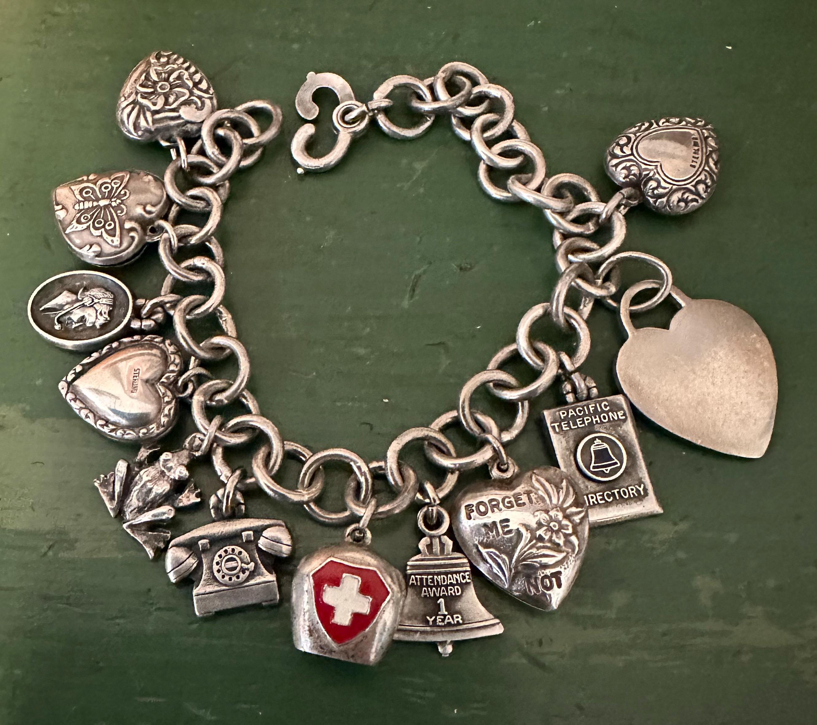 Vintage Puffy Heart Bracelet - Etsy