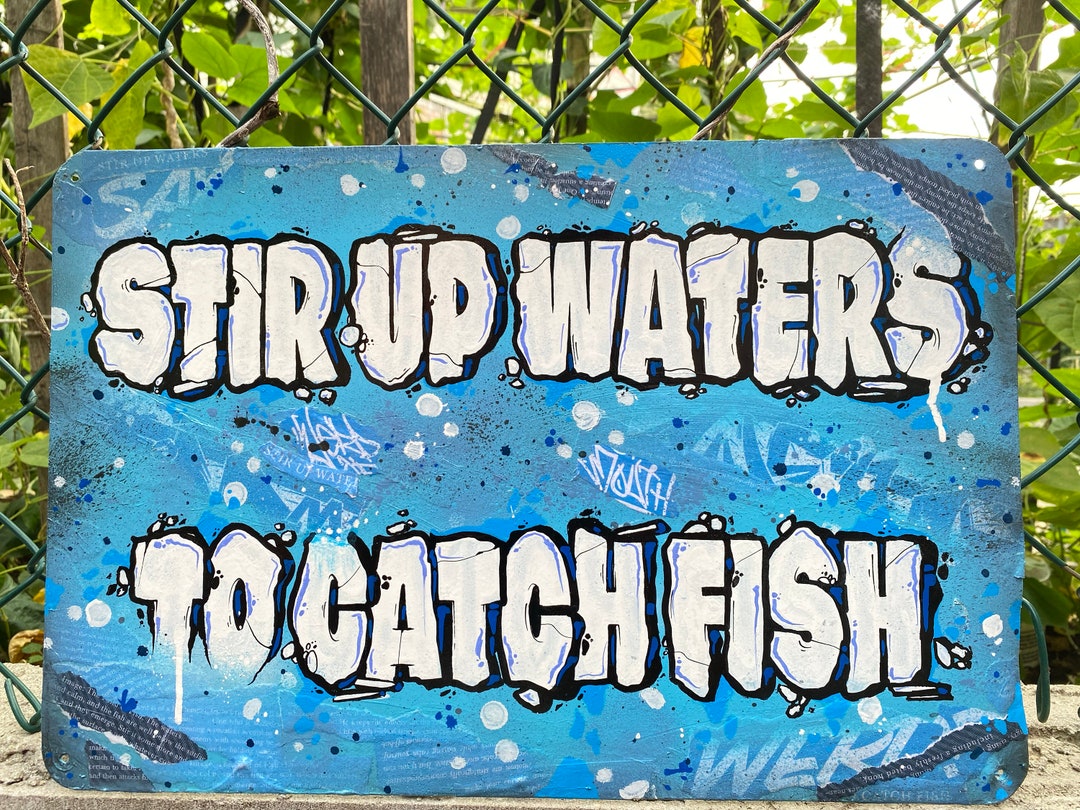 Stir Lettering Stir up Waters - Mixed Media Lettering Collage Sign - Etsy