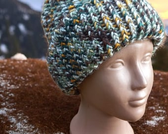 Chunky Hand Knit Beanie, Winter Wool Hat, Thick Warm Slouchy Cap, Cozy Handmade Gift for Her & Him, Soft Knitted Hat