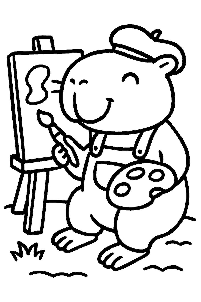 Cute Capybara Coloring Pages for Kids – Printable PDF, Easy Animal ...