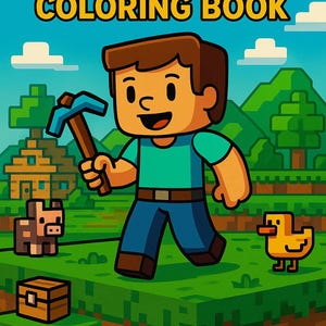 Pixel World Adventures – 10 Printable Coloring Pages, Blocky Builder Coloring Pack – Fun Pixel Art for Kids, Creative Cubes, PDF, JPG, A4