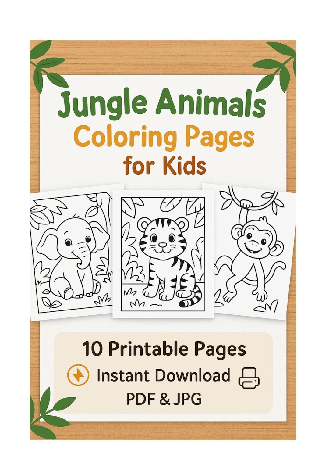 Jungle Animals Coloring Pages for Kids – 10 Fun Printable Sheets – Baby ...
