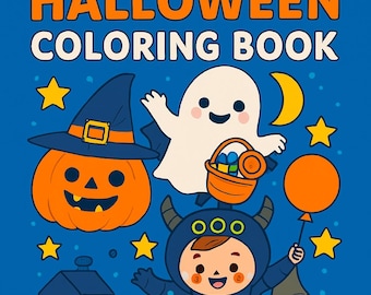 Halloween Coloring Pages for Kids – 40 Cute Printable Coloring Sheets, A4 PDF, Fun Halloween Activity, Easy Line Art Coloring Sheets
