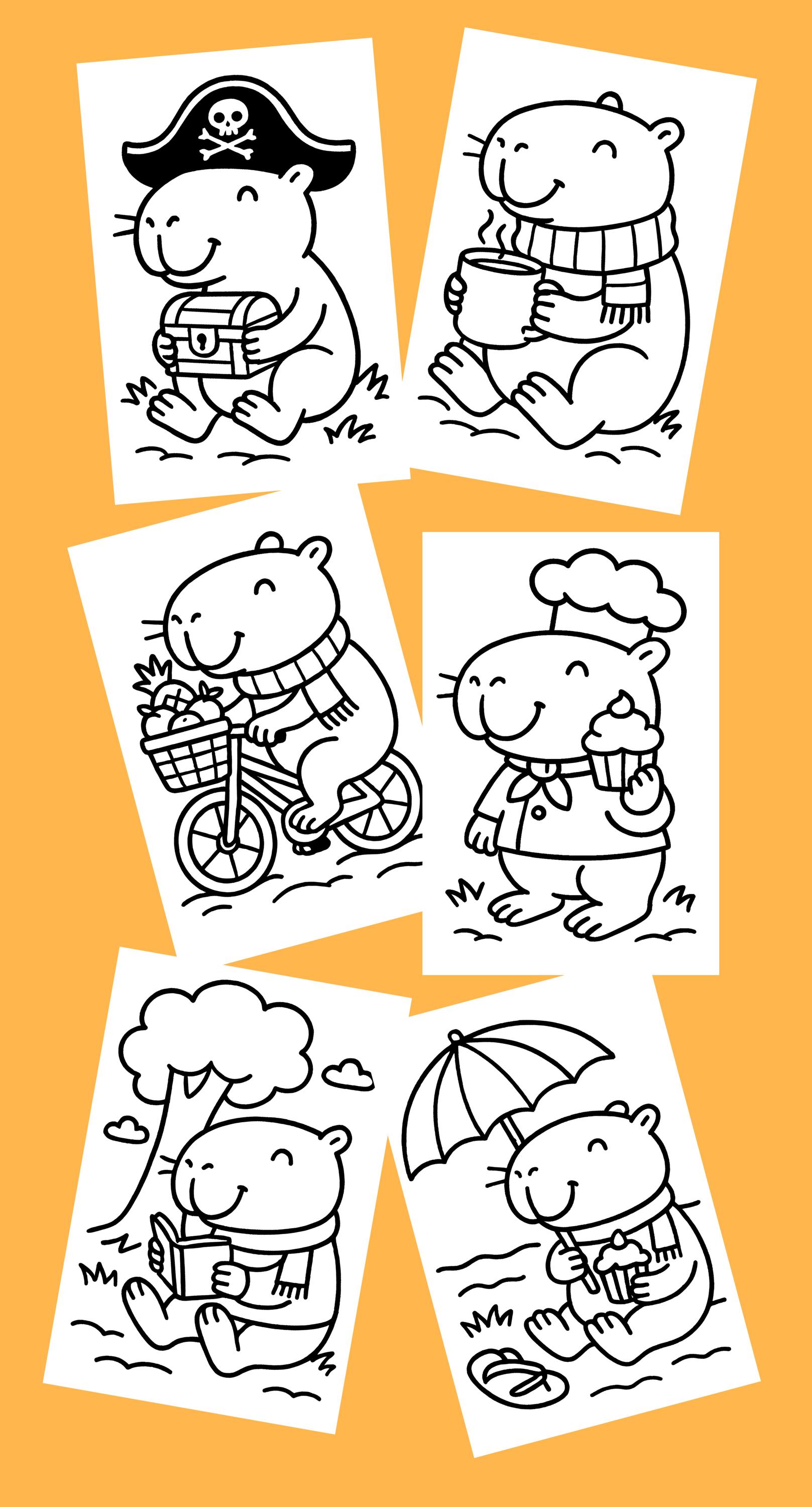 Cute Capybara Coloring Pages for Kids – Printable PDF, Easy Animal ...