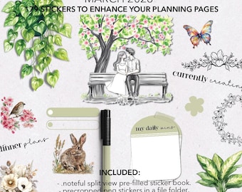 DIGITAL PLANNER STICKERS | March 2026 Stickers | Noteful Sticker Book