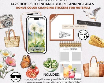 DIGITAL PLANNER STICKERS | August 2026 Stickers | Noteful Sticker Book
