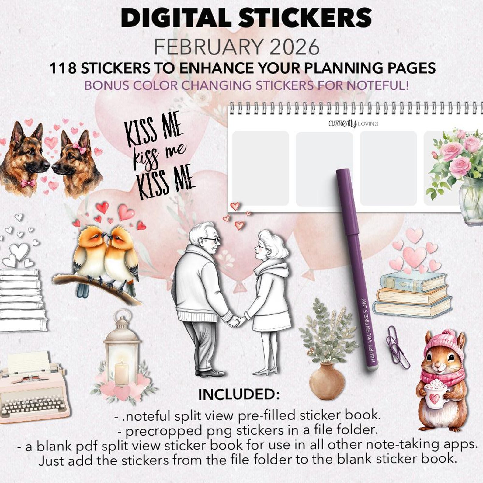 DIGITAL PLANNER STICKERS | February 2026 Stickers | Noteful Sticker ...