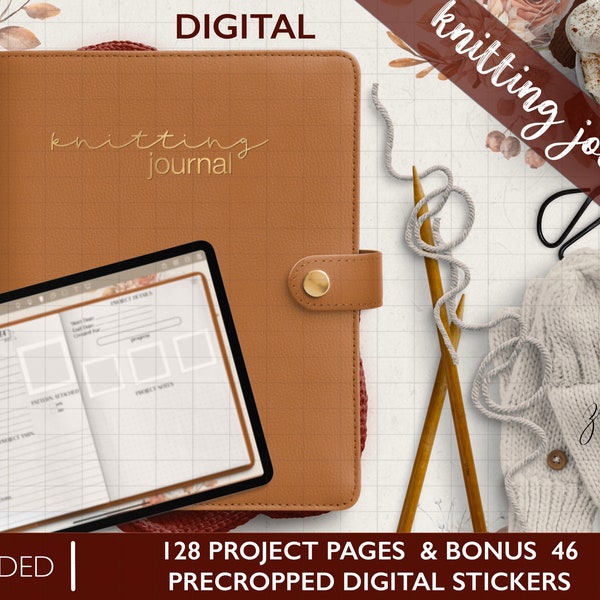 DIGITAL KNITTING JOURNAL | Knitting Project Planner Stickers Goodnotes Noteshelf