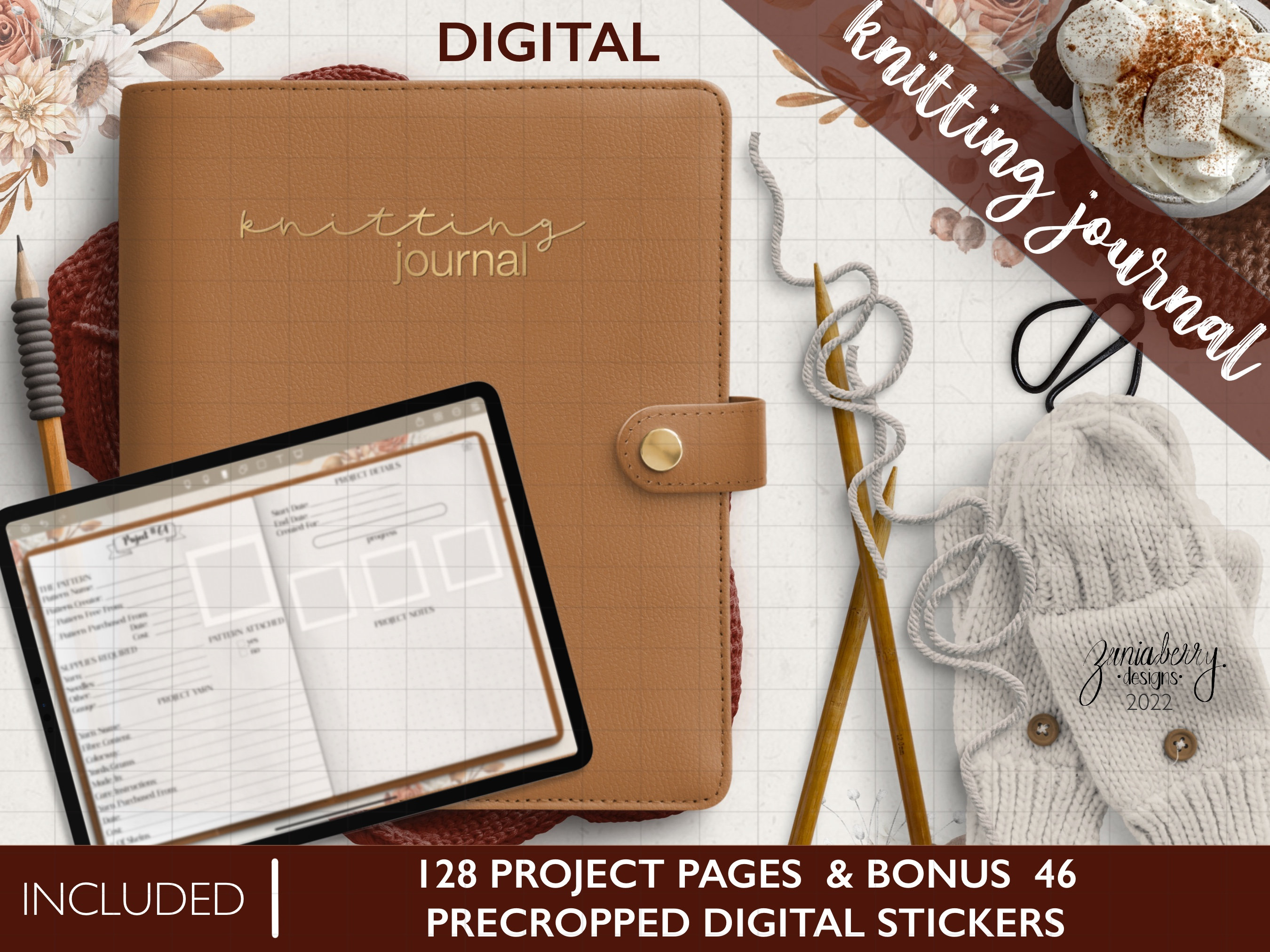 Knitting Project Planner Digital Goodnotes, Digital Knitting Planner,  Digital Tabs, Digital Journal Goodnotes, Digital Knitting Journal 